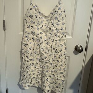 Floral White and Blue Women's Dress